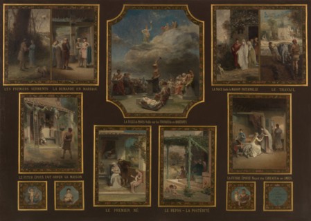 Sketch for the town hall of the 19th arrondissement of the City of Paris: Evocations of marriage, 1880.