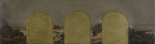 Sketch for the office of the prefect of the Hotel de Ville in Paris: Battery on the rampart..., 1889 Creator: Raoul Arus.