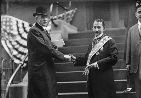Mason's International Congress of 33rd Degree - Richardson Shaking Hands with Unidentified, 1912. [Freemasons].