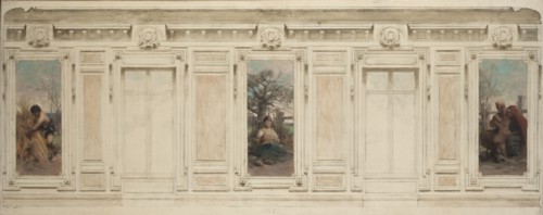 Esquisse pour la salle des mariages de la mairie de Courbevoie : botteleur, maternité, éducation, 1884.