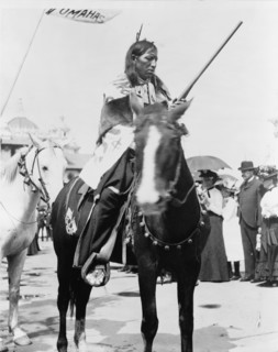 Indian, holding gun, on horse, at the Pan-American Exposition, Buffalo, New York, 1901, printed in 1964.