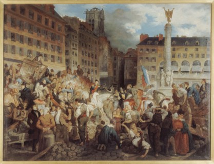 Le ducd'Orléans, se rendant à l'hôtel de ville, traverse la place du Châtelet, le 31 juillet 1830, c1830.