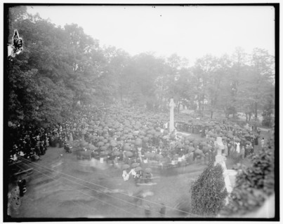 Group assembled near Peace Cross on the grounds of St. Albans, Washington, DC, between 1910 and 1920.