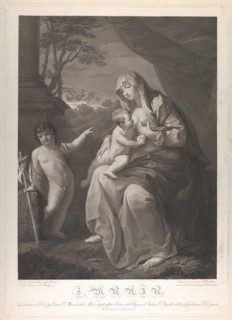 The Virgin suckling the infant Christ, the young Saint John the Baptist standing at left, after Reni, 1812.