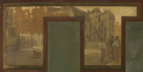Sketch for the town hall of Vanves: Views of Vanves. Tram. Place de Vanves. Castle path. Rue Vieille Forge. Rue Falnet., 1902.