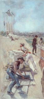 Sketch for the Lobau gallery of the Hotel de Ville in Paris: Works to establish a square, c1890.