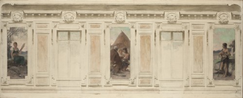 Esquisse pour la salle des mariages de la mairie de Courbevoie : Fileuse. Le mariage. Berger, 1884.