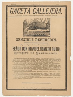 Page from the Gaceta Callajera (October 3 1895) relating to the death of the government mi..., 1895. Creator: Anon.