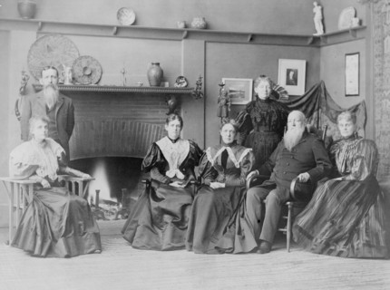 Frances Benjamin Johnston and her family in studio, 1332 V St., N.W., Washington, D.C., 1896.