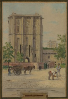 Sketch for the town hall of Vincennes: the chapel, keep, obelisk, the manoeuvring area..., 1898. Creator: Maurice Chabas.