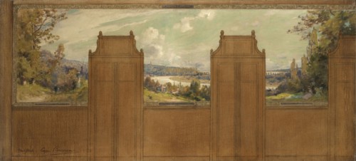 Sketch for the town hall of Bagneux (?): landscape from Joinville to Nogent, c1907.