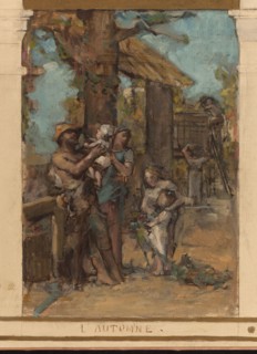 Sketch for the reception hall of the town hall in the 4th arrondissement: Autumn. Winter. Water. The night., 1884.