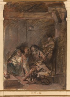 Sketch for the reception hall of the town hall in the 4th arrondissement: Autumn. Winter. Water. The night., 1884.