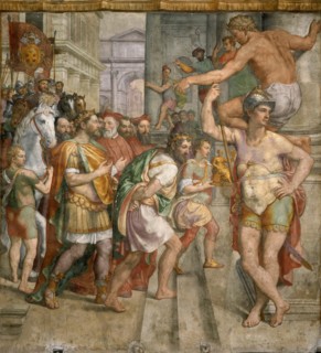 The Donation of Pepin the Short to Pope Stephen II, c. 1565. Creator: Siciolante da Sermoneta, Girolamo (1521-c. 1580).