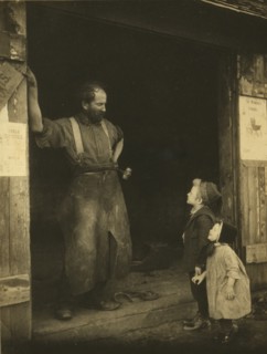 A "crack" with the blacksmith, c1900. Creator: Frances S. Allen.