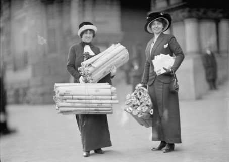Mrs. Martin Wiley Littleton, left, with Monticello Petitions, 1912. Creator: Harris & Ewing.