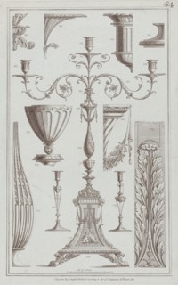 Candelabra, Vessels and Ornament, nos. 358-369 ("Designs for Various Ornaments," pl. 54), March 20, 1785.