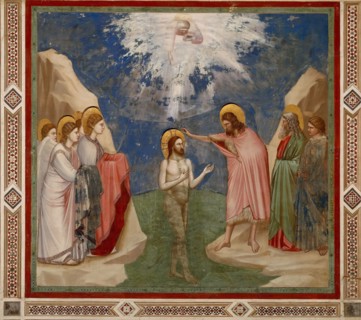 Baptism of Christ (From the cycles of The Life of Christ), 1304-1306. Creator: Giotto di Bondone (1266-1377).