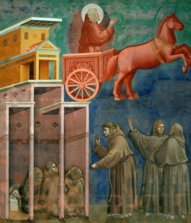 Vision of the Flaming Chariot (from Legend of Saint Francis), 1295-1300. Creator: Giotto di Bondone (1266-1377).