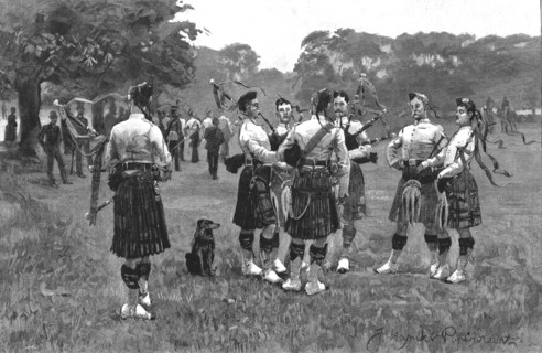 ''Highland Pipers Practising in Hyde Park', 1890. Creator: Unknown.