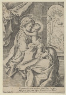 The Virgin seated with the Christ Child on her lap embracing her, St Joseph seen ..., ca. 1600-1640. Creator: Anon.
