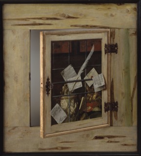 Trompe l'Oeil. A Cabinet of Curiosities with an Ivory Tankard, 1670. Creator: Gijsbrechts, Cornelis Norbertus (before 1657-after 1675).