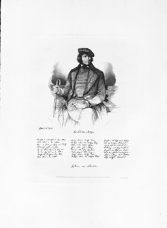 Portrait of August Heinrich Hoffmann von Fallersleben (1798-1874) and facsimile of the Song of the Germans. Private Collection.