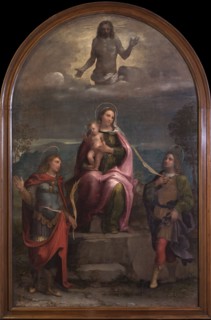 Madonna and Child, the Redeemer with Saints Vitus and Modestus, Between 1500 and 1524. Creator: Morto da Feltre (Lorenzo Luzzo) (ca 1480-1527).