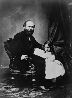 Little Mollie Garfield & her father, c1865, printed later?. Creator: Mathew Brady.