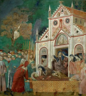 Saint Francis Mourned by Saint Clare (from Legend of Saint Francis), 1295-1300. Creator: Giotto di Bondone (1266-1377).