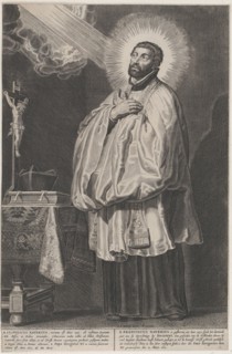 Saint Francis Xavier with a divine light emanating towards him from the upper left, with a..., 1622. Creator: Anon.