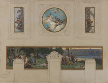 Sketch for the town hall in Pantin: Allegories of the Canal de l'Ourcq, Labour and Navigat..., 1886. Creator: Henri Leopold Levy.