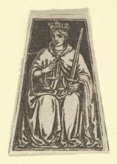 The cardinal virtue of Justice represented by a seated woman holding a pair of sc..., ca. 1480-1520. Creator: Anon.