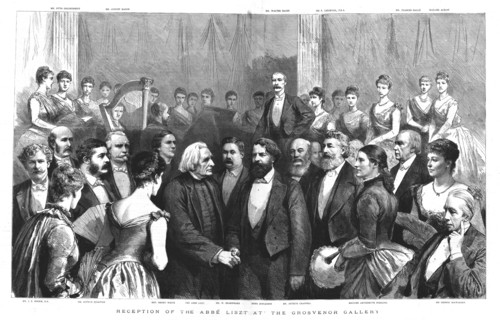 'Reception of the Abbe Liszt at the Grosvenor Gallery', 1886. Creator: Unknown.