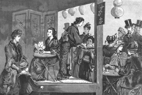 'Afternoon Tea at the Japanese Village, Knightsbridge', 1886.  Creator: Unknown.