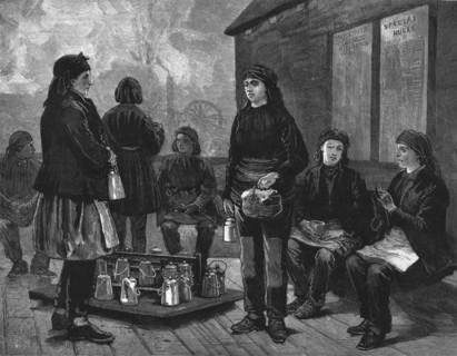 'The employment of women at pit mouths - breakfast time', 1886. Creator: Unknown.