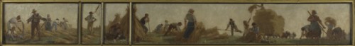 History of wheat: Harvesters sharpening their scythes. Sketch for the drawing room in the..., 1879. Creator: Paul Albert Baudouin.