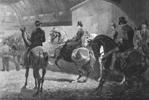 'At the Horse-Show - Waiting their turn to enter the ring', 1886. Creator: Unknown.