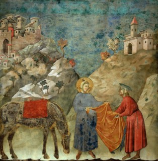 Saint Francis Giving his Mantle to a Poor Man (from Legend of Saint Francis), 1295-1300. Creator: Giotto di Bondone (1266-1377).