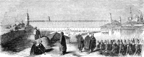 'Arrival of English Troops at the Barracks of Selimie, at Scutari', 1854. Creator: Unknown.