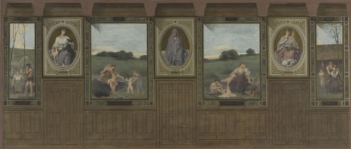 Esquisse pour la mairie du 20ème arrondissement : L'amour, la fidélité, la tendresse..., 1884. Creator: Edouard Michel Lancon.