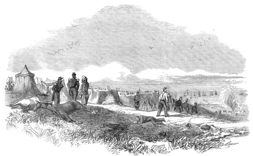 Scene in the French Camp, sketched the day after the Battle of the Alma, 1854. Creator: Unknown.