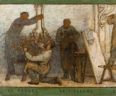 Art spreads its light far and wide: Crafts and industrial design: Sketch for the drawing..., 1880. Creator: Edmond Eugene Valton.