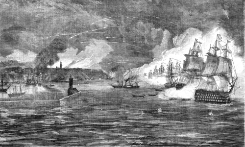 'Bombardment of Odessa by the French and English Fleets on April 22, 1854', 1854. Creator: Unknown.