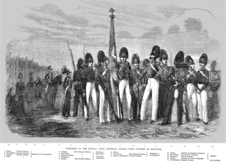 'Uniforms of the Russian Army - Imperial Guard - First Division of Infantry', 1854. Creator: Unknown.