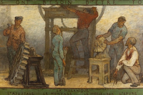 Near or far all trades need to be touched by a reflection of art: Trades: Sketch for the..., 1887. Creator: Edmond Eugene Valton.