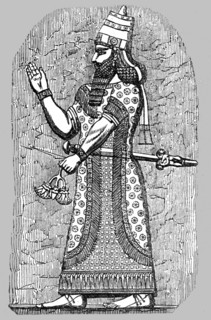 'The Assyrian King; at the entrance to the Nineveh Court, Crystal Palace, Sydenham', 1854. Creator: Unknown.