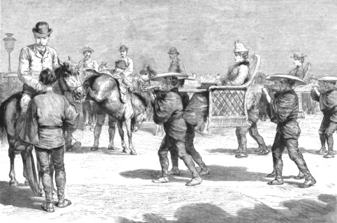 ''The Duke and Duchess of Connaught in Japan- Starting for the Chiuzenjii Lake', 1890. Creator: Unknown.