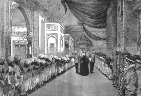 'The opening of the Colonial and Indian Exhibition by the Queen - 'Twixt East and West', 1886.  Creator: Unknown.