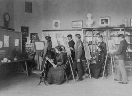 Classroom instruction in art, United States Indian School, Carlisle, Pa., between 1901 and 1903. Creator: Frances Benjamin Johnston.